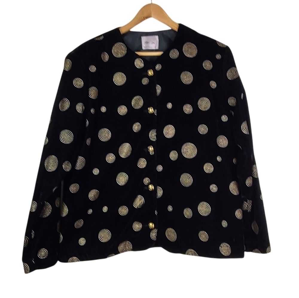 TanJay Velvet Black‎ and Golden Blazer Sz 16